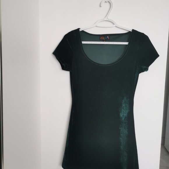 Delia*s Emerald green crushed velvet mini dress - Picture 3 of 3